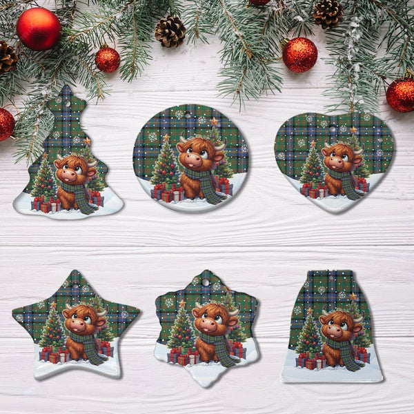Scottish Cochrane Ancient Clan Tartan Ceramic Ornament Cute Highland Cow Christmas All Style Tartan Plaid