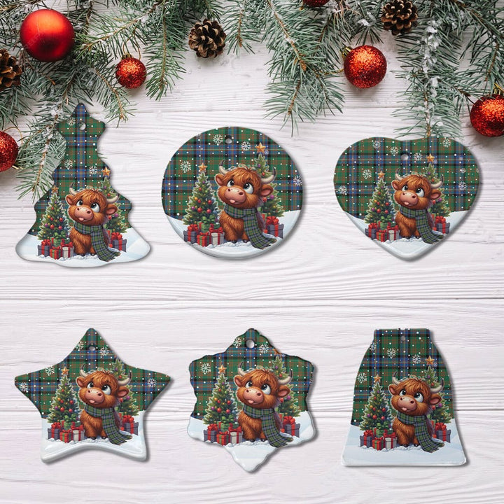Scottish Cochrane Ancient Clan Tartan Ceramic Ornament Cute Highland Cow Christmas All Style Tartan Plaid