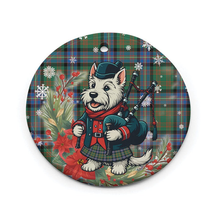 Scottish Cochrane Ancient Clan Tartan Ceramic Ornament Cute Scottish Terrier Dog Circle Style Tartan Plaid