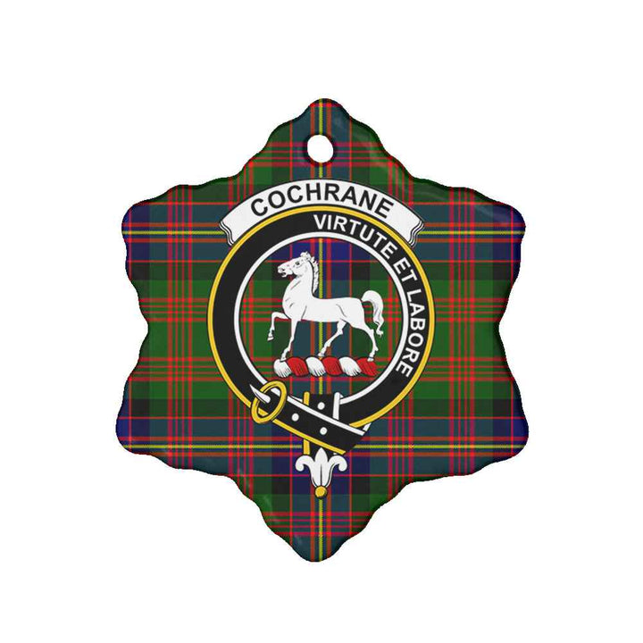 Scottish Cochrane Clan Crest Tartan Ceramic Ornament Snow Flake Shape Tartan Plaid