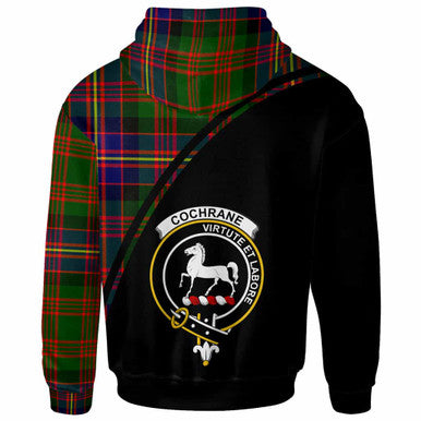 Scottish Cochrane Clan Crest Tartan Curve Hoodie Back Side Tartan Plaid
