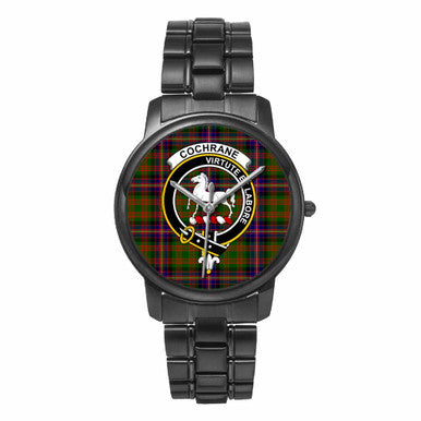 Scottish Cochrane Clan Crest Tartan Folding Clasp Steel Quartz Watches Tartan Plaid Black 1