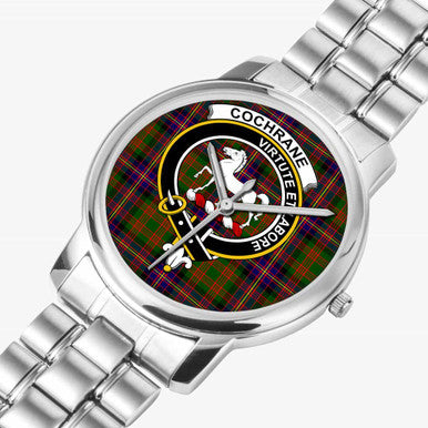 Scottish Cochrane Clan Crest Tartan Folding Clasp Steel Quartz Watches Tartan Plaid Silver 2