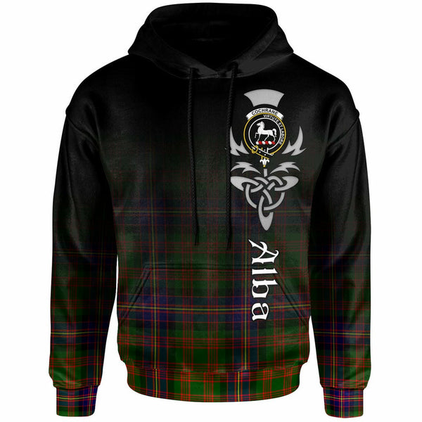 Scottish Cochrane Clan Crest Tartan Hoodie - Alba Gu Brath Family Crest Celtic Inspired Front Side Tartan Plaid