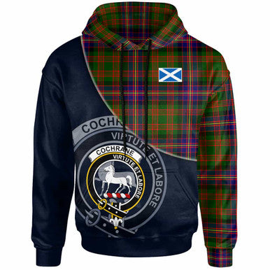 Scottish Cochrane Clan Crest Tartan Hoodie - Bend Style Front Side Tartan Plaid