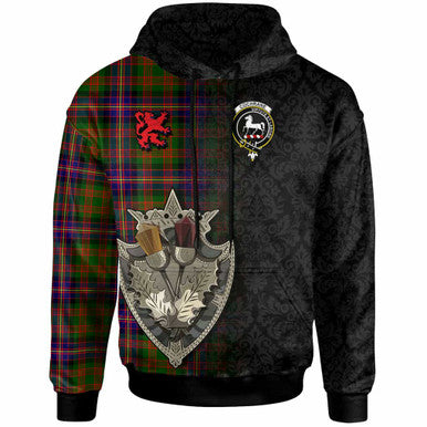 Scottish Cochrane Clan Crest Tartan Hoodie - Half Thistle Flowers Celtic Design Front Side Tartan Plaid