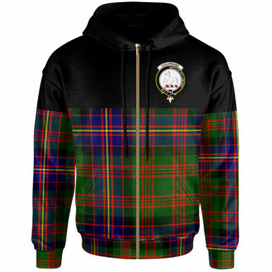 Scottish Cochrane Clan Crest Tartan Hoodie - Horizontal Style Zip-up Tartan Plaid