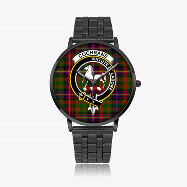 Scottish Cochrane Clan Crest Tartan Instafamous Steel Quartz Watches Tartan Plaid Black 1