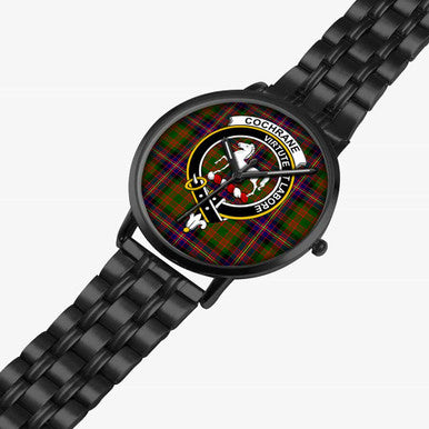 Scottish Cochrane Clan Crest Tartan Instafamous Steel Quartz Watches Tartan Plaid Black 2