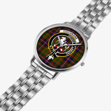 Scottish Cochrane Clan Crest Tartan Instafamous Steel Quartz Watches Tartan Plaid Silver 2