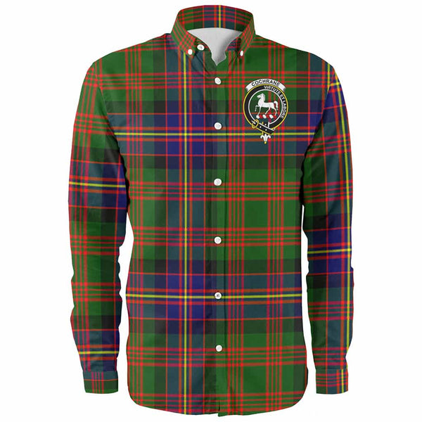 Scottish Cochrane Clan Crest Tartan Long Sleeve Shirt Front Side Tartan Plaid