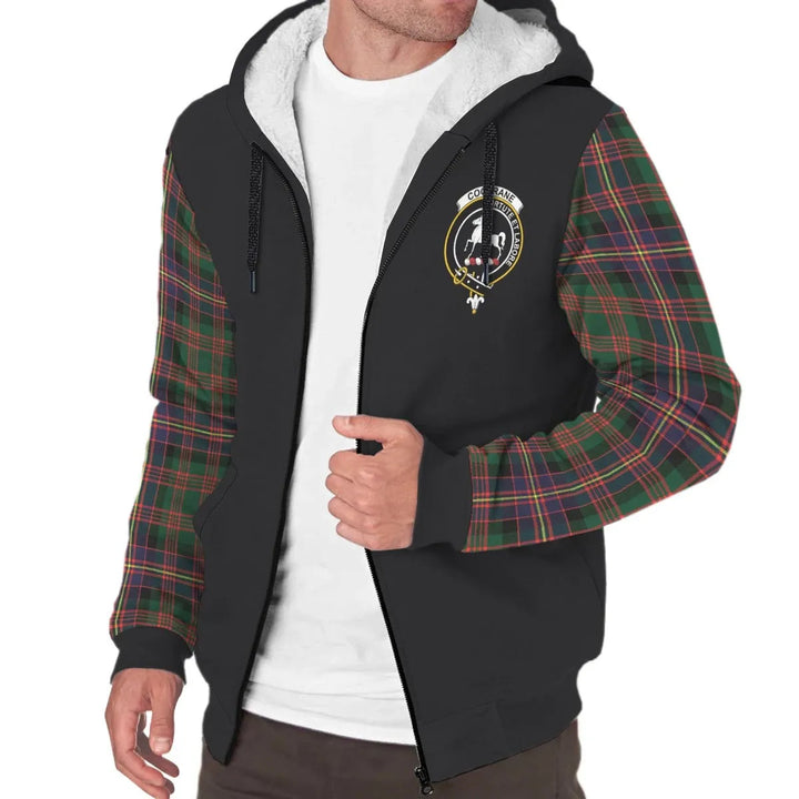 Scottish Cochrane Clan Crest Tartan Plaid Sleeve Sherpa Hoodie