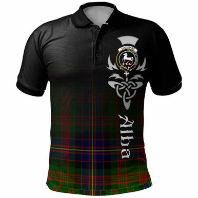 Scottish Cochrane Clan Crest Tartan Polo Shirt - Alba Gu Brath Family Crest Celtic Inspired Front Side Tartan Plaid