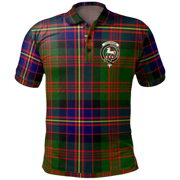 Scottish Cochrane Clan Crest Tartan Polo Shirt Front Side Tartan Plaid