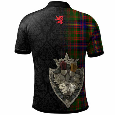 Scottish Cochrane Clan Crest Tartan Polo Shirt - Half Thistle Flowers Celtic Design Back Side Tartan Plaid