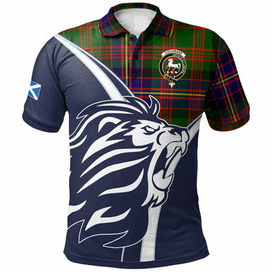 Scottish Cochrane Clan Crest Tartan Polo Shirt - Scottish Flag With Lion Front Side Tartan Plaid
