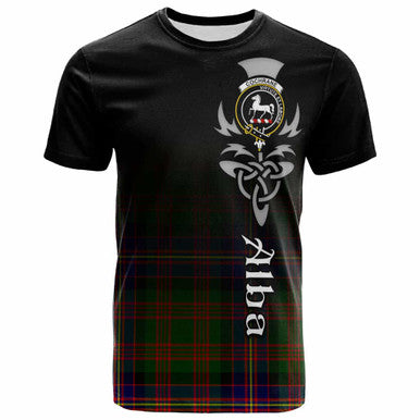Scottish Cochrane Clan Crest Tartan T-Shirt - Alba Gu Brath Family Crest Celtic Inspired Front Side Tartan Plaid