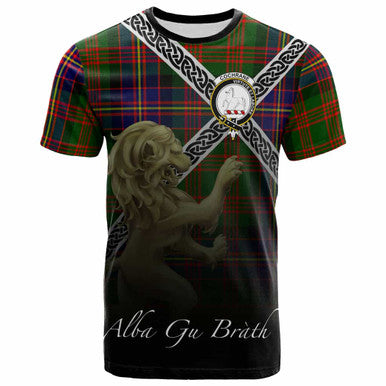 Scottish Cochrane Clan Crest Tartan T-Shirt - Celtic With Scotland Lion Front Side Tartan Plaid