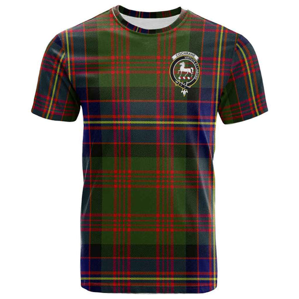Scottish Cochrane Clan Crest Tartan T-Shirt Front Side Tartan Plaid