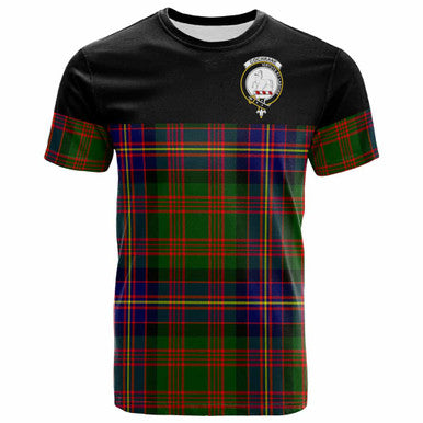 Scottish Cochrane Clan Crest Tartan T-Shirt - Horizontal Style Front Side Tartan Plaid