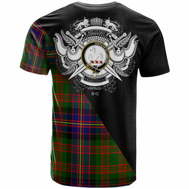 Scottish Cochrane Clan Crest Tartan T-Shirt - Military Logo Back Side Tartan Plaid