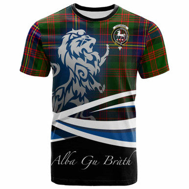 Scottish Cochrane Clan Crest Tartan T-Shirt - Scotland Lion Front Side Tartan Plaid