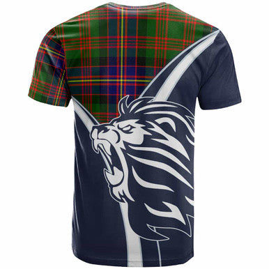 Scottish Cochrane Clan Crest Tartan T-Shirt - Scottish Flag With Lion Back Side Tartan Plaid