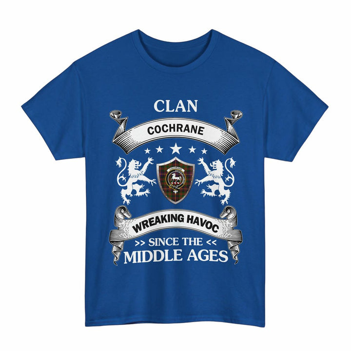 Scottish Cochrane Clan Crest Tartan T-Shirt Wreaking Havoc Design Tartan Plaid Royal Color