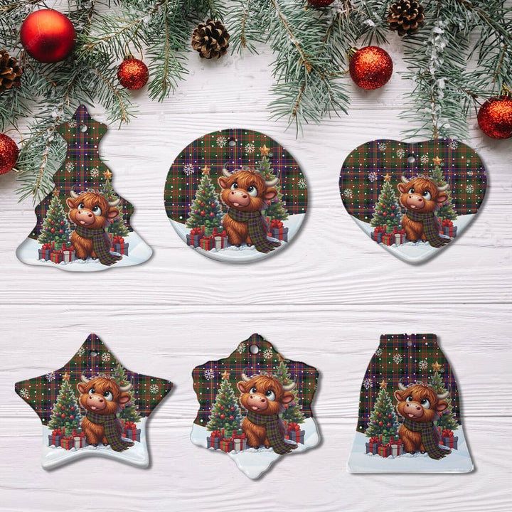 Scottish Cochrane Modern Clan Tartan Ceramic Ornament Cute Highland Cow Christmas All Style Tartan Plaid