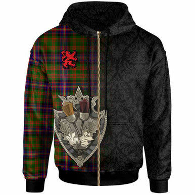 Scottish Cochrane Modern Clan Tartan Hoodie - Half Thistle Flowers Celtic Design Zip-up Tartan Plaid