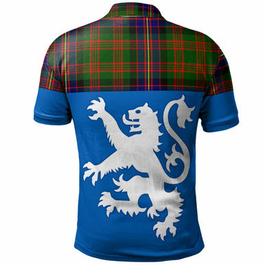 Scottish Cochrane Modern Clan Tartan Polo Shirt - Lion Rampant of Scotland With Flag Back Side Tartan Plaid