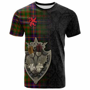 Scottish Cochrane Modern Clan Tartan T-Shirt - Half Thistle Flowers Celtic Design Front Side Tartan Plaid