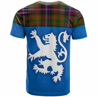 Scottish Cochrane Modern Clan Tartan T-Shirt - Lion Rampant of Scotland With Flag Back Side Tartan Plaid