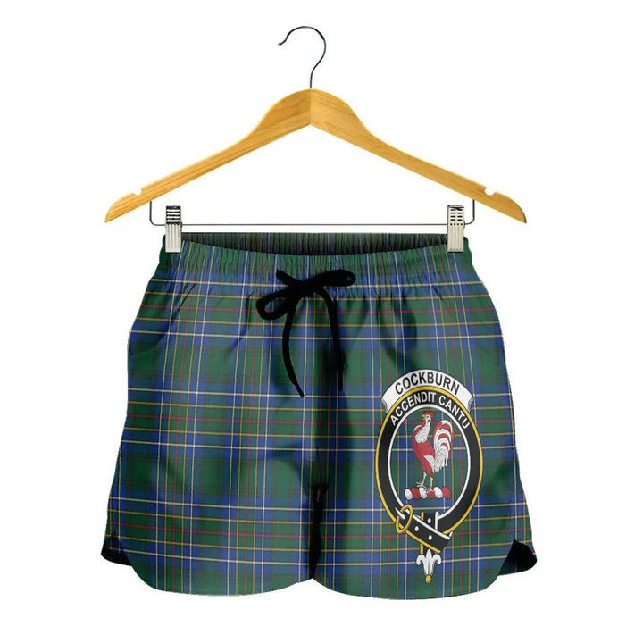 Scottish Cockburn Ancient Clan Crest Tartan Women Shorts