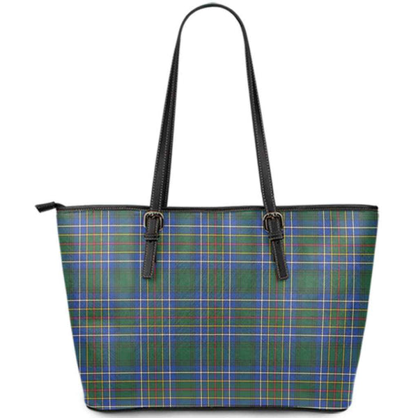 Scottish Cockburn Ancient Clan Tartan Leather Tote Tartan Plaid