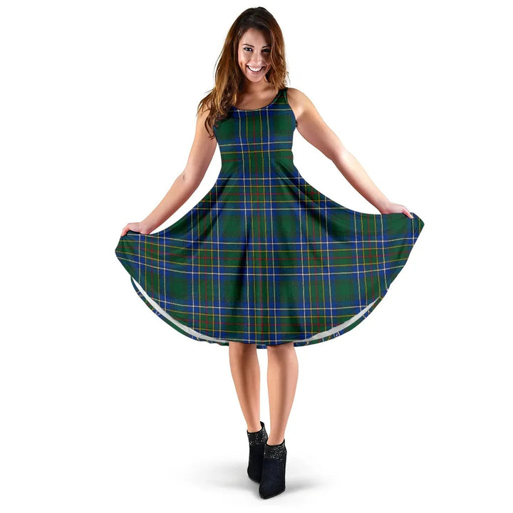 Scottish Cockburn Ancient Clan Tartan Women Midi Dress