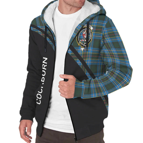 Scottish Cockburn Clan Crest Tartan Curve Sherpa Hoodie