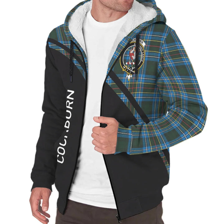 Scottish Cockburn Clan Crest Tartan Curve Sherpa Hoodie