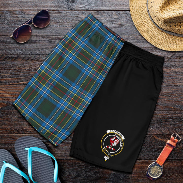 Scottish Cockburn Clan Crest Tartan Half of Me Men's Shorts