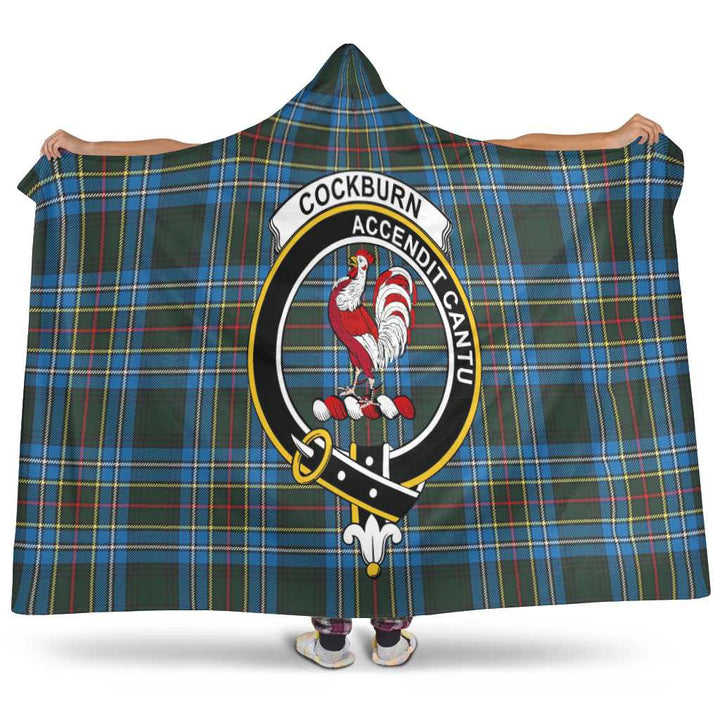 Scottish Cockburn Clan Crest Tartan Hooded Blanket Tartan Plaid 1