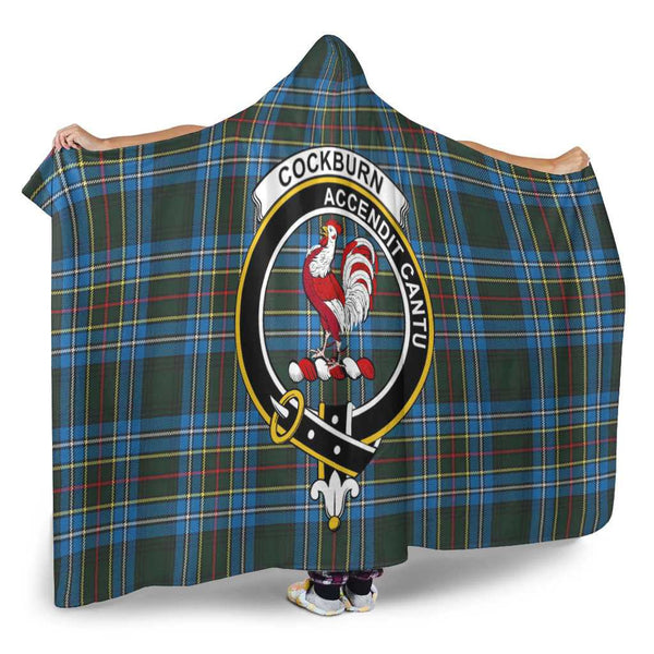 Scottish Cockburn Clan Crest Tartan Hooded Blanket Tartan Plaid 2
