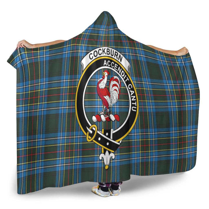 Scottish Cockburn Clan Crest Tartan Hooded Blanket Tartan Plaid 2
