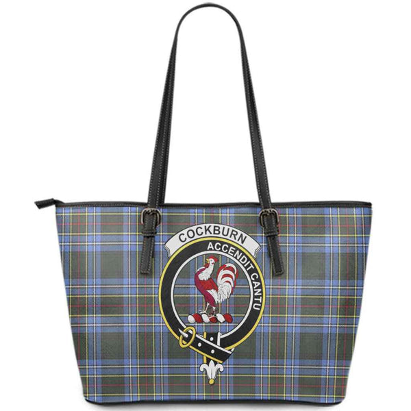 Scottish Cockburn Clan Crest Tartan Leather Tote Tartan Plaid