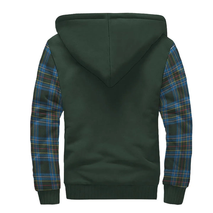 Scottish Cockburn Clan Crest Tartan Plaid Sleeve Sherpa Hoodie