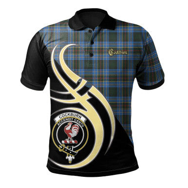 Scottish Cockburn Modern Clan Crest Tartan Polo Shirt Believe in Me Front Side Tartan Plaid