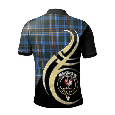 Scottish Cockburn Modern Clan Crest Tartan Polo Shirt Believe in Me Back Side Tartan Plaid