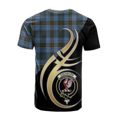Scottish Cockburn Modern Clan Crest Tartan T-Shirt Believe in Me Back Side Tartan Plaid