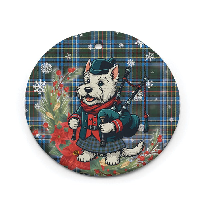 Scottish Cockburn Modern Clan Tartan Ceramic Ornament Cute Scottish Terrier Dog Circle Style Tartan Plaid