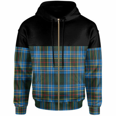 Scottish Cockburn Modern Clan Tartan Hoodie - Horizontal Style Zip Tartan Plaid