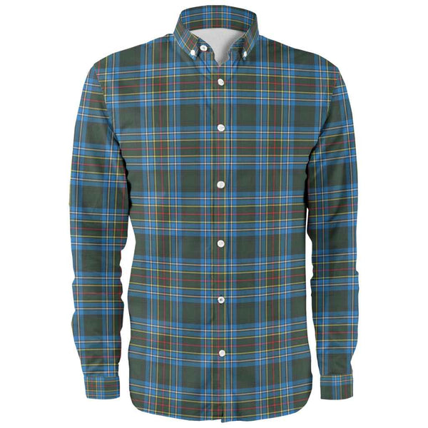 Scottish Cockburn Modern Clan Tartan Long Sleeve Shirt Front Side Tartan Plaid